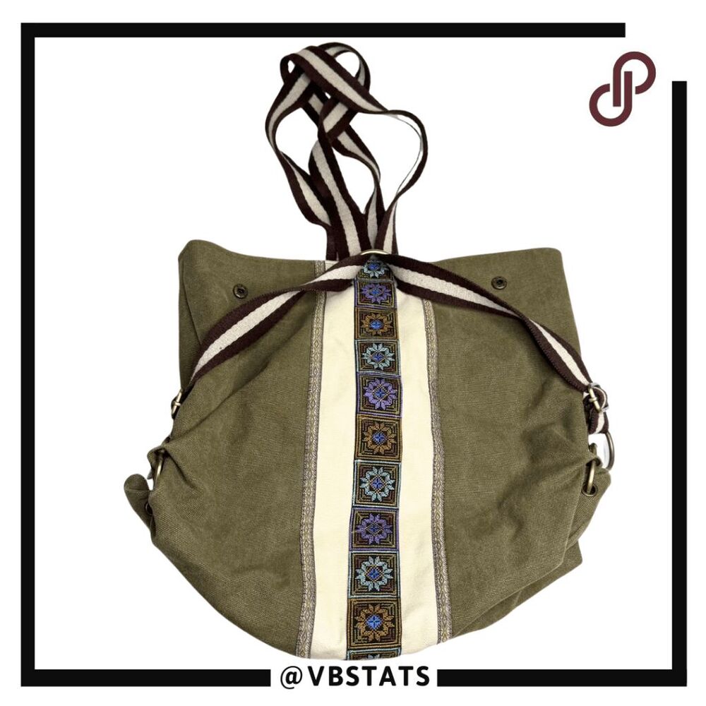 CaiYunYinJi Women's Canvas Snap Embroidered Backpack Multicolor